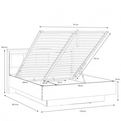Forte HAYATO Sleeping HYTL1162B-M215 Stelaż łóżka 160x200 z podnoszonym wkładem Świerk alpejski, Czarny Forte HAYATO Sleeping HYTL1162B-M215 Stelaż łóżka 160x200 z podnoszonym wkładem Świerk alpejski, Czarny