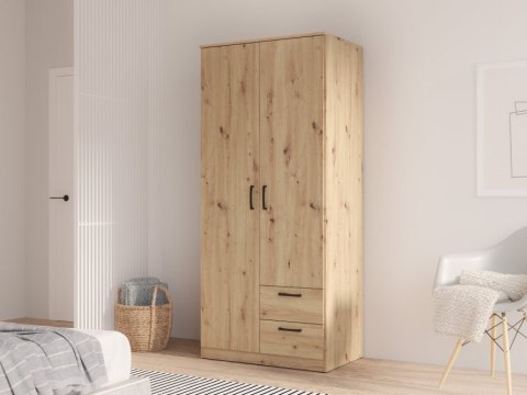 Forte NIKO NIKS81-D78 Szafa ubraniowa dwudrzwiowa z szufladami Dąb Artisan Forte NIKO NIKS81-D78 Szafa ubraniowa dwudrzwiowa z szufladami Dąb Artisan
