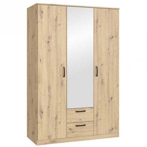 Forte NIKO NIKS82-D78 Szafa ubraniowa 3-drzwiowa, Dąb Artisan, lustro, 2 szuflady, 4 półki Forte NIKO NIKS82-D78 Szafa ubraniowa 3-drzwiowa, Dąb Artisan, lustro, 2 szuflady, 4 półki