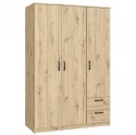 Forte NIKO NIKS84-D78 Szafa ubraniowa 3-drzwiowa, Dąb Artisan, 2 szuflady, 4 półki Forte NIKO NIKS84-D78 Szafa ubraniowa 3-drzwiowa, Dąb Artisan, 2 szuflady, 4 półki