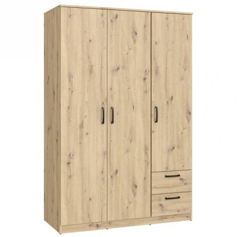 Forte NIKO NIKS84-D78 Szafa ubraniowa 3-drzwiowa, Dąb Artisan, 2 szuflady, 4 półki Forte NIKO NIKS84-D78 Szafa ubraniowa 3-drzwiowa, Dąb Artisan, 2 szuflady, 4 półki