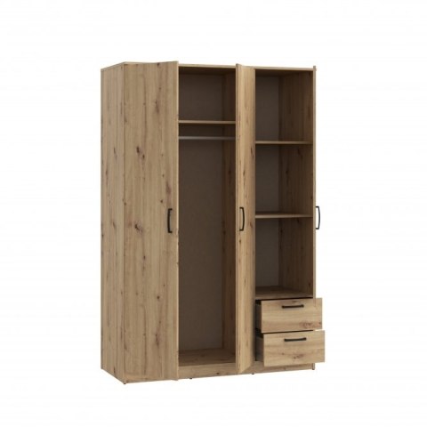 Forte NIKO NIKS84-D78 Szafa ubraniowa 3-drzwiowa, Dąb Artisan, 2 szuflady, 4 półki Forte NIKO NIKS84-D78 Szafa ubraniowa 3-drzwiowa, Dąb Artisan, 2 szuflady, 4 półki