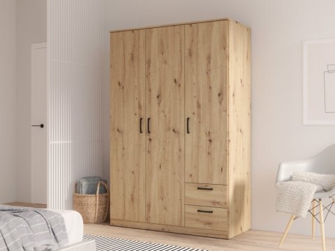 Forte NIKO NIKS84-D78 Szafa ubraniowa 3-drzwiowa, Dąb Artisan, 2 szuflady, 4 półki Forte NIKO NIKS84-D78 Szafa ubraniowa 3-drzwiowa, Dąb Artisan, 2 szuflady, 4 półki