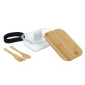 Intesi Lunch box szklany z bambusową przykrywką i sztućcami Intesi Lunch box szklany z bambusową przykrywką i sztućcami
