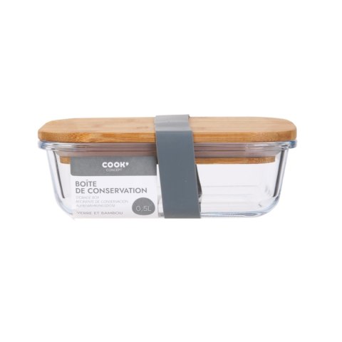 Intesi Lunch box szklany z bambusową przykrywką i sztućcami Intesi Lunch box szklany z bambusową przykrywką i sztućcami