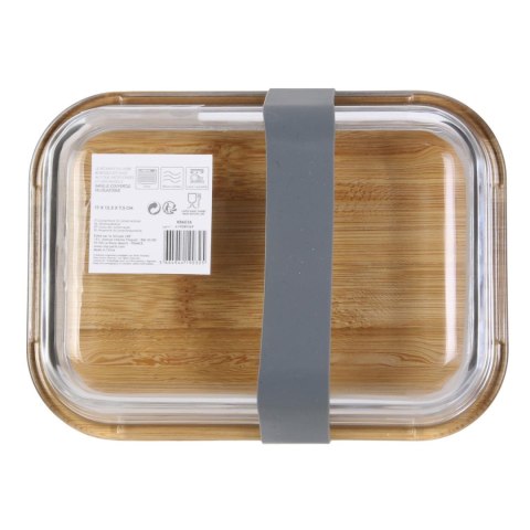 Intesi Lunch box szklany z bambusową przykrywką i sztućcami Intesi Lunch box szklany z bambusową przykrywką i sztućcami