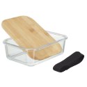Intesi Lunch box szklany z bambusową przykrywką i sztućcami