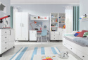 KOMODA MŁODZIEŻOWA MEBLAR BERGEN System BE6 - Biały Lux /Biały wysoki połysk laminat szuflady drzwi do salonu pokoju dla dziecka