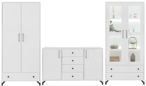 KOMODA MŁODZIEŻOWA MEBLAR Bergen System BE7 - Biały Lux / Biały wysoki połysk płyta laminowana cztery szuflady drzwi KOMODA MŁODZIEŻOWA MEBLAR Bergen System BE7 - Biały Lux / Biały wysoki połysk płyta laminowana cztery szuflady drzwi
