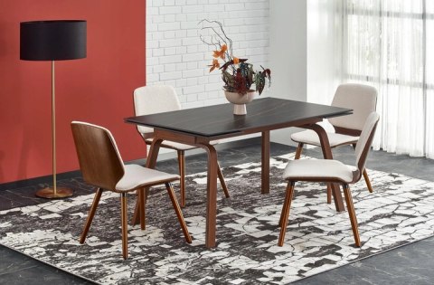 STÓŁ ROZKŁADANY czarny marmur / orzechowy LOZANO HALMAR PROSTOKĄTNY 140-200x82 SPIEK MARMUROWY STELAŻ STAL MALOWANA STÓŁ ROZKŁADANY czarny marmur / orzechowy LOZANO HALMAR PROSTOKĄTNY 140-200x82 SPIEK MARMUROWY STELAŻ STAL MALOWANA