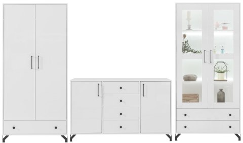 ŁAWA Z PÓŁKĄ STOLIK MEBLAR Bergen System BE10 - Biały Lux / Biały wysoki połysk PŁYTA LAMINOWANA DO SALONU POKOJU DLA DZIECKA ŁAWA Z PÓŁKĄ STOLIK MEBLAR Bergen System BE10 - Biały Lux / Biały wysoki połysk PŁYTA LAMINOWANA DO SALONU POKOJU DLA DZIECKA