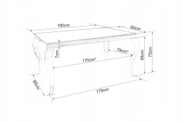 STÓŁ PRINCE BLAT SZKŁO HARTOWANE CZARNY / PODSTAWA METAL CHROM 180X90 SIGNAL PROSTOKĄTNY DO JADALNI SALONU