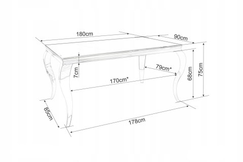 STÓŁ PRINCE BLAT SZKŁO HARTOWANE CZARNY / PODSTAWA METAL CHROM 180X90 SIGNAL PROSTOKĄTNY DO JADALNI SALONU STÓŁ PRINCE BLAT SZKŁO HARTOWANE CZARNY / PODSTAWA METAL CHROM 180X90 SIGNAL PROSTOKĄTNY DO JADALNI SALONU