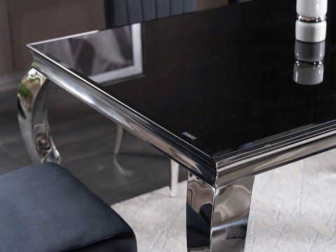 STÓŁ PRINCE BLAT SZKŁO HARTOWANE CZARNY / PODSTAWA METAL CHROM 180X90 SIGNAL PROSTOKĄTNY DO JADALNI SALONU STÓŁ PRINCE BLAT SZKŁO HARTOWANE CZARNY / PODSTAWA METAL CHROM 180X90 SIGNAL PROSTOKĄTNY DO JADALNI SALONU