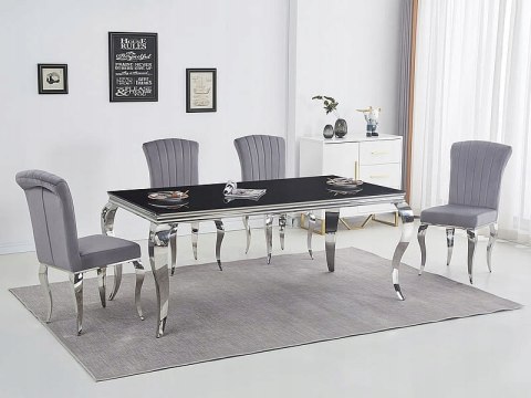 STÓŁ PRINCE BLAT SZKŁO HARTOWANE CZARNY / PODSTAWA METAL CHROM 180X90 SIGNAL PROSTOKĄTNY DO JADALNI SALONU STÓŁ PRINCE BLAT SZKŁO HARTOWANE CZARNY / PODSTAWA METAL CHROM 180X90 SIGNAL PROSTOKĄTNY DO JADALNI SALONU