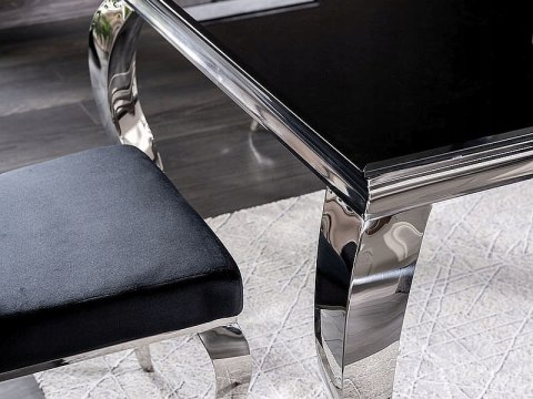 STÓŁ PRINCE BLAT SZKŁO HARTOWANE CZARNY / PODSTAWA METAL CHROM 180X90 SIGNAL PROSTOKĄTNY DO JADALNI SALONU STÓŁ PRINCE BLAT SZKŁO HARTOWANE CZARNY / PODSTAWA METAL CHROM 180X90 SIGNAL PROSTOKĄTNY DO JADALNI SALONU