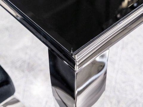 STÓŁ PRINCE BLAT SZKŁO HARTOWANE CZARNY / PODSTAWA METAL CHROM 180X90 SIGNAL PROSTOKĄTNY DO JADALNI SALONU STÓŁ PRINCE BLAT SZKŁO HARTOWANE CZARNY / PODSTAWA METAL CHROM 180X90 SIGNAL PROSTOKĄTNY DO JADALNI SALONU