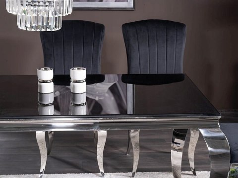 STÓŁ PRINCE BLAT SZKŁO HARTOWANE CZARNY / PODSTAWA METAL CHROM 180X90 SIGNAL PROSTOKĄTNY DO JADALNI SALONU STÓŁ PRINCE BLAT SZKŁO HARTOWANE CZARNY / PODSTAWA METAL CHROM 180X90 SIGNAL PROSTOKĄTNY DO JADALNI SALONU