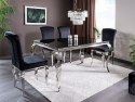 STÓŁ PRINCE BLAT SZKŁO HARTOWANE CZARNY / PODSTAWA METAL CHROM 180X90 SIGNAL PROSTOKĄTNY DO JADALNI SALONU