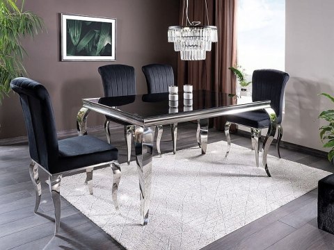 STÓŁ PRINCE BLAT SZKŁO HARTOWANE CZARNY / PODSTAWA METAL CHROM 180X90 SIGNAL PROSTOKĄTNY DO JADALNI SALONU STÓŁ PRINCE BLAT SZKŁO HARTOWANE CZARNY / PODSTAWA METAL CHROM 180X90 SIGNAL PROSTOKĄTNY DO JADALNI SALONU
