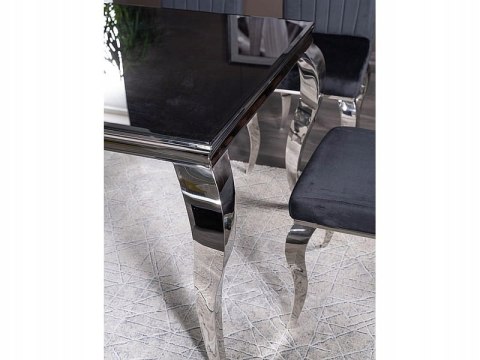 STÓŁ PRINCE BLAT SZKŁO HARTOWANE CZARNY / PODSTAWA METAL CHROM 180X90 SIGNAL PROSTOKĄTNY DO JADALNI SALONU STÓŁ PRINCE BLAT SZKŁO HARTOWANE CZARNY / PODSTAWA METAL CHROM 180X90 SIGNAL PROSTOKĄTNY DO JADALNI SALONU