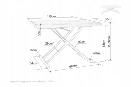 STÓŁ PROSTOKĄTNY ŁAWA MDF +OKLEINA JESION DĄB / CZARNY MAT STELAŻ METAL 110X60 GIOTTO SIGNAL PŁYNNA REGULACJA WYSOKOŚCI 11-76 cm