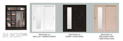 SZAFA DWUDRZWIOWA Z LUSTREM BIAŁY LUX / MARMUR BIANCO MEBLAR IN BOX INBX180 DRZWI PRZESUWNE DWA DRĄŻKI PÓŁKI PŁYTA LAMINOWANA SZAFA DWUDRZWIOWA Z LUSTREM BIAŁY LUX / MARMUR BIANCO MEBLAR IN BOX INBX180 DRZWI PRZESUWNE DWA DRĄŻKI PÓŁKI PŁYTA LAMINOWANA