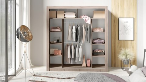 SZAFA Z LUSTREM DĄB ESTANA MEBLAR IN BOX INB200 PŁYTA LAMINOWANA DRZWI PRZESUWNE DRĄŻKI PÓŁKI DO SYPIALNI PRZEDPOKOJU POKOJU SZAFA Z LUSTREM DĄB ESTANA MEBLAR IN BOX INB200 PŁYTA LAMINOWANA DRZWI PRZESUWNE DRĄŻKI PÓŁKI DO SYPIALNI PRZEDPOKOJU POKOJU