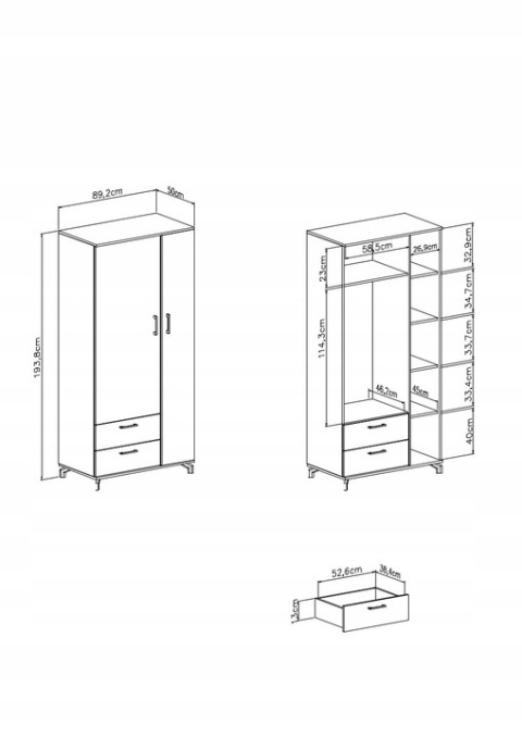 SZAFA NA UBRANIA MEBLAR MŁODZIEŻOWA MADISON System MD1 - czarny / dąb biszkoptowy płyta laminowana dla nastolatka dla dziecka SZAFA NA UBRANIA MEBLAR MŁODZIEŻOWA MADISON System MD1 - czarny / dąb biszkoptowy płyta laminowana dla nastolatka dla dziecka