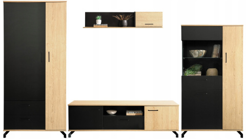 WITRYNA REGAŁ MŁODZIEŻOWY MEBLAR MADISON System MD3 - czarny / dąb biszkoptowy PŁYTA LAMINOWANA OBRZEŻA ABS DO POKOJU DO SALONU WITRYNA REGAŁ MŁODZIEŻOWY MEBLAR MADISON System MD3 - czarny / dąb biszkoptowy PŁYTA LAMINOWANA OBRZEŻA ABS DO POKOJU DO SALONU