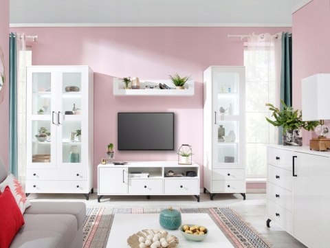 SZAFKA RTV KOMODA NISKA MEBLAR Bergen System BE8 -Biały Lux /Biały wysoki połysk płyta laminowana do salonu pokoju młodzieżowego SZAFKA RTV KOMODA NISKA MEBLAR Bergen System BE8 -Biały Lux /Biały wysoki połysk płyta laminowana do salonu pokoju młodzieżowego