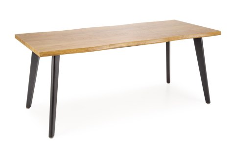 STÓŁ ROZKŁADANY PROSTOKĄTNY 150-210/90 cm DICKSON 2 HALMAR blat - dąb naturalny, nogi - czarne DO SALONU JADALNI STÓŁ ROZKŁADANY PROSTOKĄTNY 150-210/90 cm DICKSON 2 HALMAR blat - dąb naturalny, nogi - czarne DO SALONU JADALNI