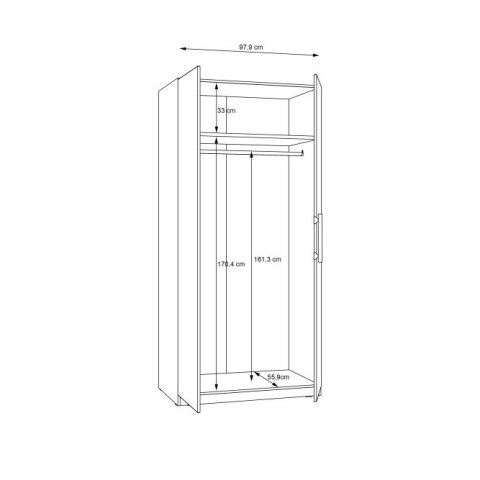 Forte CADIXO CDXS82-D78 Szafa ubraniowa 2-drzwiowa Dąb Artisan Forte CADIXO CDXS82-D78 Szafa ubraniowa 2-drzwiowa Dąb Artisan