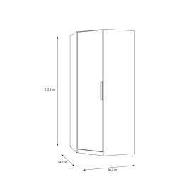 Forte CADIXO CDXS91-D78 Szafa ubraniowa narożna, drążek na ubrania, półki - Dąb Artisan