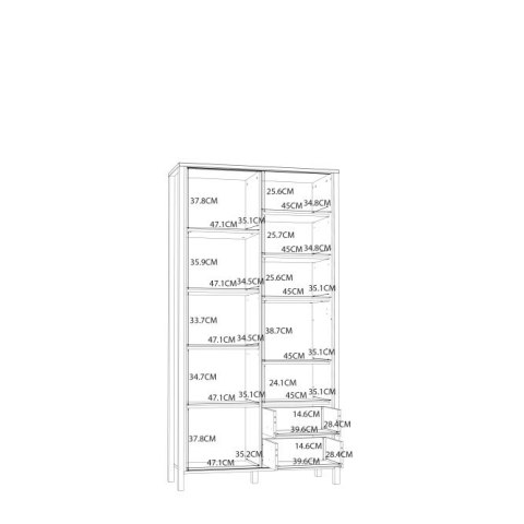 Forte JYTANA JTNR722L-M635 Regał wysoki, szafki, półki, szuflady, Dąb Mauvella / Czarny Forte JYTANA JTNR722L-M635 Regał wysoki, szafki, półki, szuflady, Dąb Mauvella / Czarny