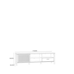 Forte JYTANA JTNT133L-M635 Szafka RTV stojąca, szeroka, 175 cm, Dąb Mauvella / Czarny