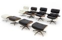 Modesto Design MODESTO fotel LOUNGE czarny / orzech z podnóżkiem , skóra ekologiczna