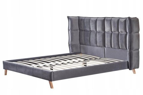 ŁÓŻKO DWUOSOBOWE DO SYPIALNI SCANDINO 160x200 HALMAR TAPICEROWANE TKANINA VELVET DREWNO LITE BEZ MATERACA popielaty ŁÓŻKO DWUOSOBOWE DO SYPIALNI SCANDINO 160x200 HALMAR TAPICEROWANE TKANINA VELVET DREWNO LITE BEZ MATERACA popielaty