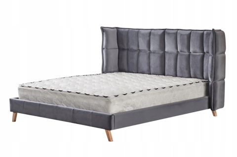 ŁÓŻKO DWUOSOBOWE DO SYPIALNI SCANDINO 160x200 HALMAR TAPICEROWANE TKANINA VELVET DREWNO LITE BEZ MATERACA popielaty ŁÓŻKO DWUOSOBOWE DO SYPIALNI SCANDINO 160x200 HALMAR TAPICEROWANE TKANINA VELVET DREWNO LITE BEZ MATERACA popielaty
