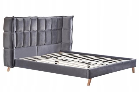 ŁÓŻKO DWUOSOBOWE DO SYPIALNI SCANDINO 160x200 HALMAR TAPICEROWANE TKANINA VELVET DREWNO LITE BEZ MATERACA popielaty ŁÓŻKO DWUOSOBOWE DO SYPIALNI SCANDINO 160x200 HALMAR TAPICEROWANE TKANINA VELVET DREWNO LITE BEZ MATERACA popielaty