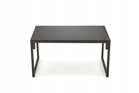 ZESTAW OGRODOWY ( sofa + fotel 2x + ława ), czarny / cappuccino SHARK HALMAR tapicerka tkanina korpus sztal malowana blat szkło ZESTAW OGRODOWY ( sofa + fotel 2x + ława ), czarny / cappuccino SHARK HALMAR tapicerka tkanina korpus sztal malowana blat szkło