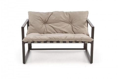 ZESTAW OGRODOWY ( sofa + fotel 2x + ława ), czarny / cappuccino SHARK HALMAR tapicerka tkanina korpus sztal malowana blat szkło ZESTAW OGRODOWY ( sofa + fotel 2x + ława ), czarny / cappuccino SHARK HALMAR tapicerka tkanina korpus sztal malowana blat szkło
