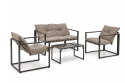 ZESTAW OGRODOWY ( sofa + fotel 2x + ława ), czarny / cappuccino SHARK HALMAR tapicerka tkanina korpus sztal malowana blat szkło ZESTAW OGRODOWY ( sofa + fotel 2x + ława ), czarny / cappuccino SHARK HALMAR tapicerka tkanina korpus sztal malowana blat szkło