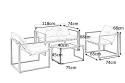 ZESTAW OGRODOWY ( sofa + fotel 2x + ława ), czarny / cappuccino SHARK HALMAR tapicerka tkanina korpus sztal malowana blat szkło ZESTAW OGRODOWY ( sofa + fotel 2x + ława ), czarny / cappuccino SHARK HALMAR tapicerka tkanina korpus sztal malowana blat szkło