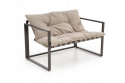 ZESTAW OGRODOWY ( sofa + fotel 2x + ława ), czarny / cappuccino SHARK HALMAR tapicerka tkanina korpus sztal malowana blat szkło ZESTAW OGRODOWY ( sofa + fotel 2x + ława ), czarny / cappuccino SHARK HALMAR tapicerka tkanina korpus sztal malowana blat szkło