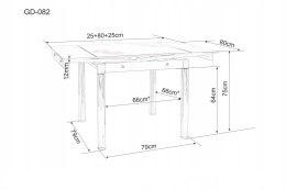 STÓŁ ROZKŁADANY GD082 DĄB ARTISAN / CZARNY MAT 80(131)x80 SIGNAL PŁYTA LAMINOWANA STELAŻ METALOWY DO KUCHNI DO SALONU