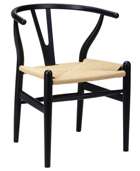 KRZESŁO Z PODŁOKIETNIKAMI WISHBONE CZARNE - drewno bukowe WŁÓKNO NATURALNE JASNE King Home KRZESŁO Z PODŁOKIETNIKAMI WISHBONE CZARNE - drewno bukowe WŁÓKNO NATURALNE JASNE King Home
