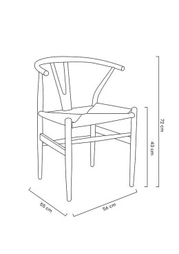 KRZESŁO Z PODŁOKIETNIKAMI WISHBONE CZARNE - drewno bukowe WŁÓKNO NATURALNE JASNE King Home