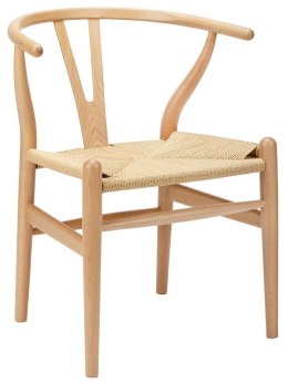 King Home Krzesło WISHBONE natural - drewno bukowe, naturalne włókno