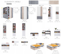 ŁÓŻKO Z SZUFLADAMI NA KÓŁKACH MŁODZIEŻOWE - Beton / Biały Lux / Dąb Meblar SIGMA System SI15 90x200 MEBLE MŁODZIEŻOWE LAMINAT